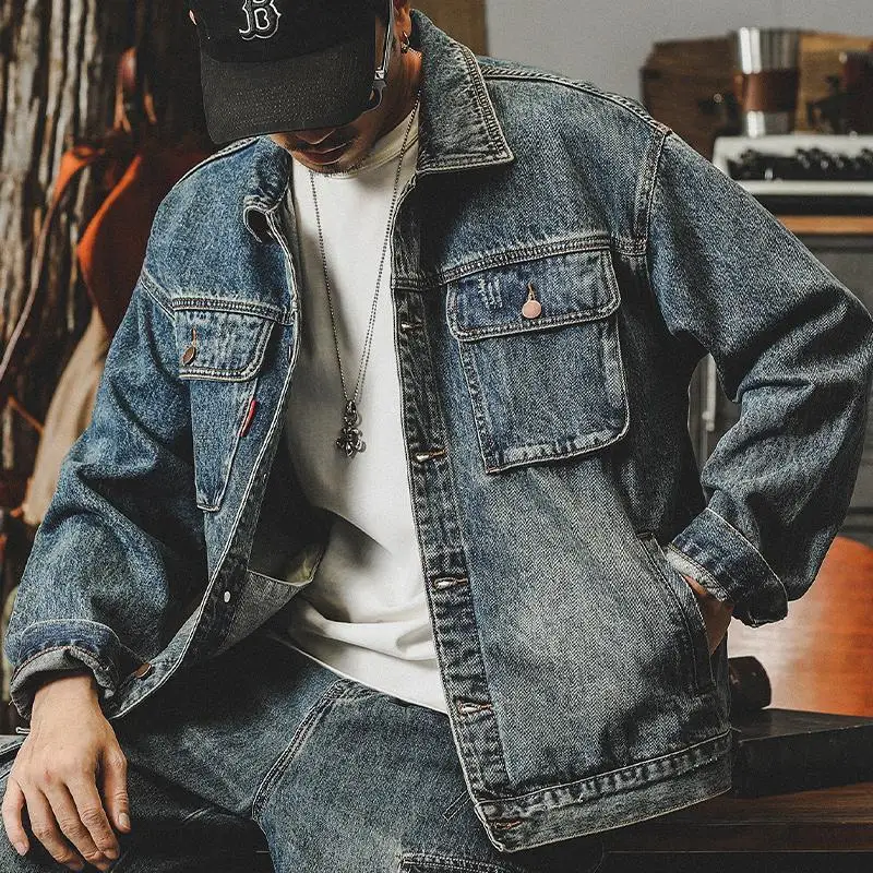 Winter Clothing Men Style - Trendy Loose Denim Jackets Man Cargo