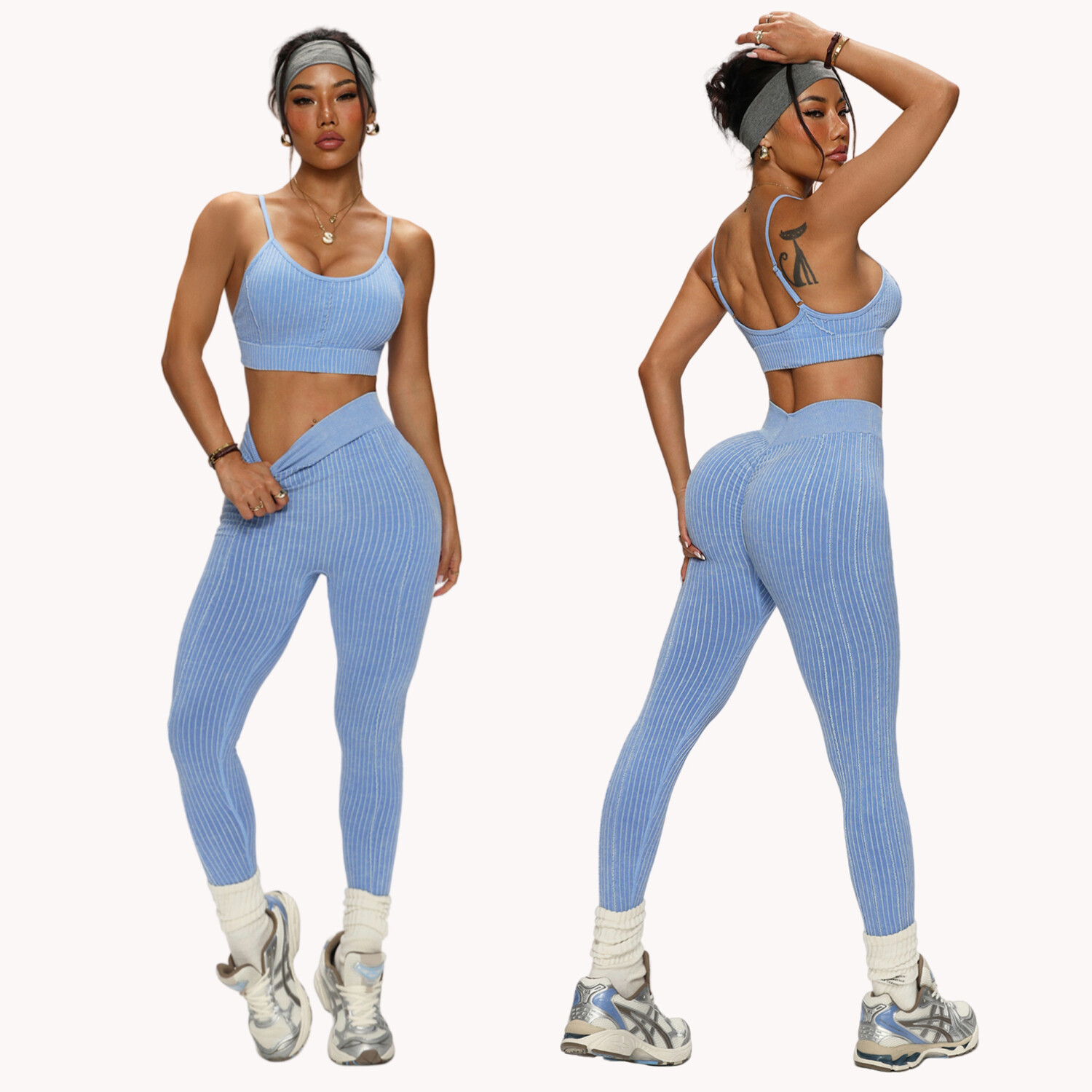Winter Yoga Clothing - Women's Seamless Yoga Pants Set Sand