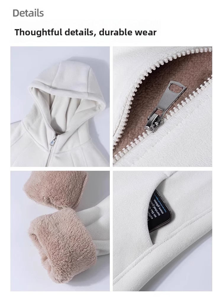 Thickened Fleece Women's Jacke - Fleece Hoodie Lined ulasan dan harga
