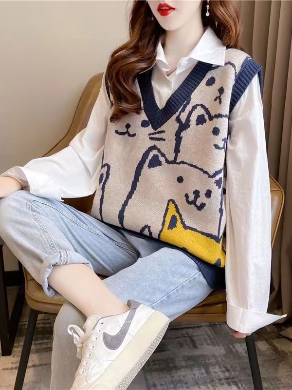 Brand Women's Knitted Vest Tan - Winter Clothing Label ulasan dan harga