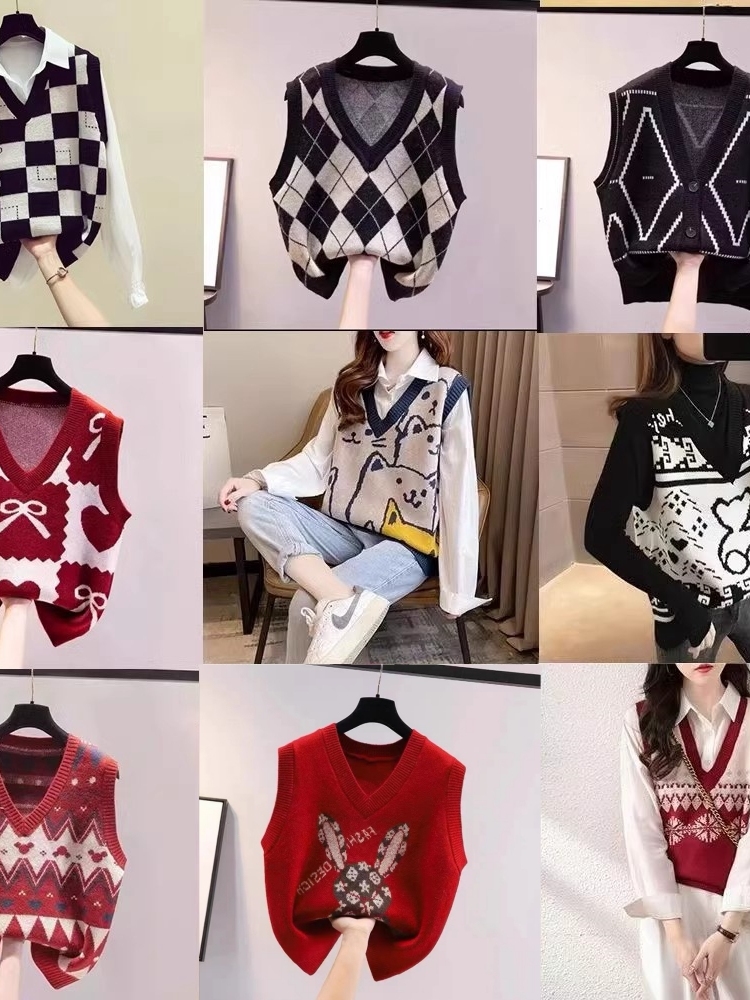 Brand Women's Knitted Vest Tan - Winter Clothing Label ulasan dan harga