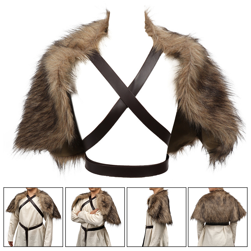 Viking Cloak Faux Fur Collar C - Winter Clothing Usa ulasan dan harga