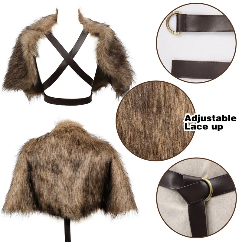 Viking Cloak Faux Fur Collar C - Winter Clothing Usa ulasan dan harga