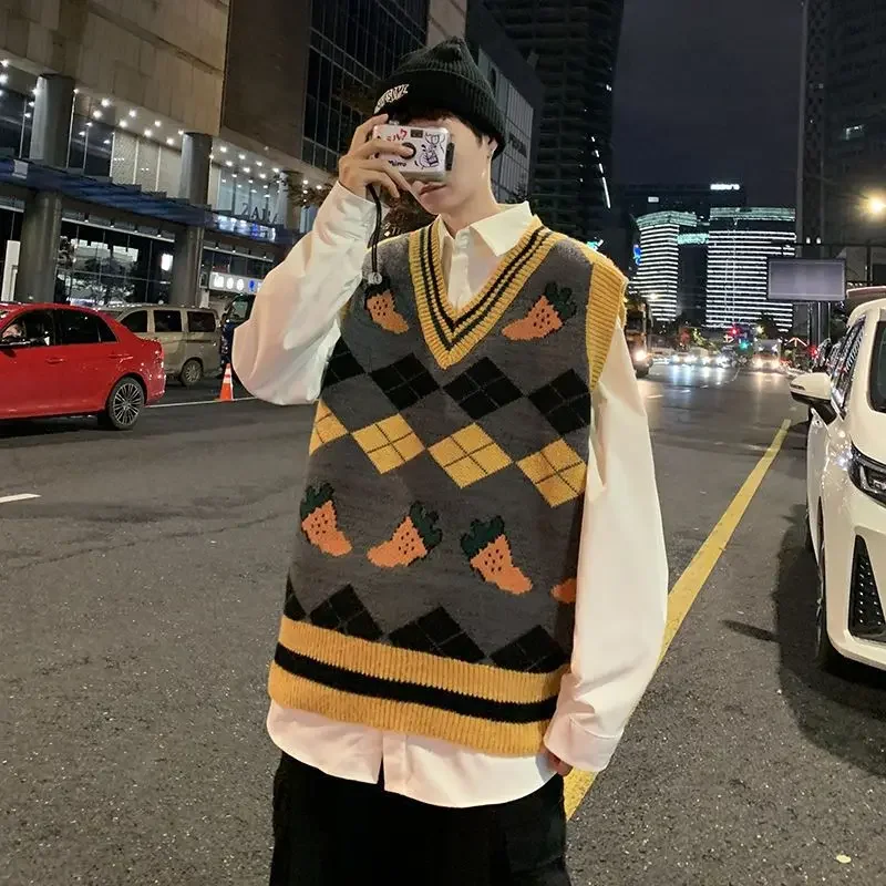 V Neck Sweaters Male Loose Fit - Winter Clothing Men Style ulasan dan harga