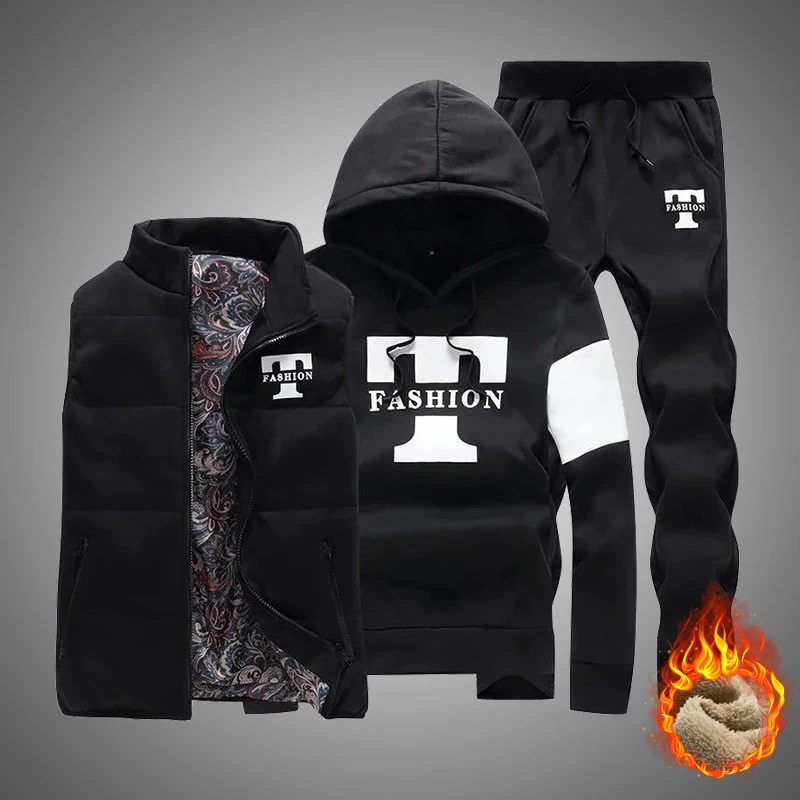 3 Pieces Set Hoodies+Vest+Pant - Winter Clothing Usa ulasan dan harga