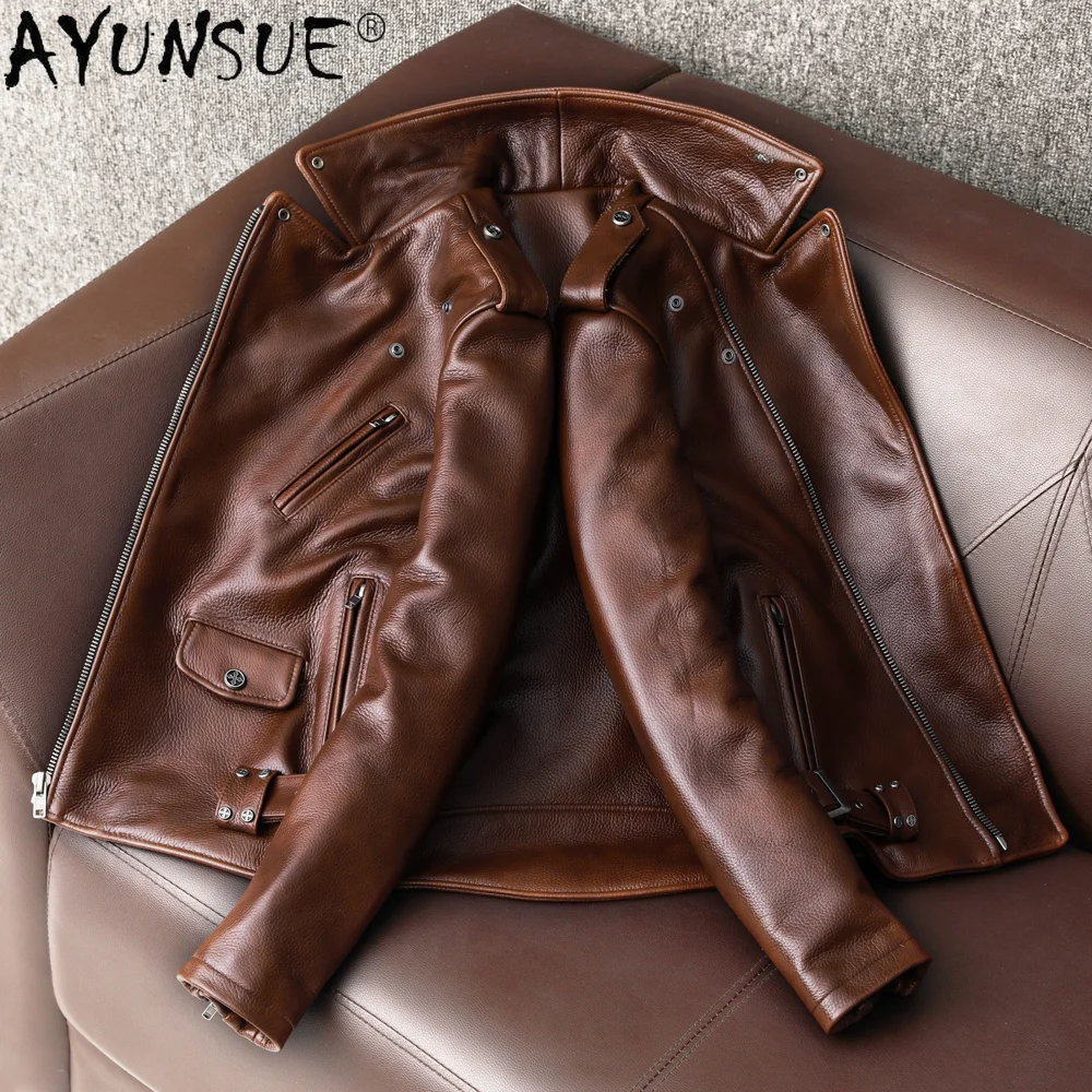 AYUNSUE Genuine Cow Leather Ja - Winter Clothing Men Style ulasan dan harga